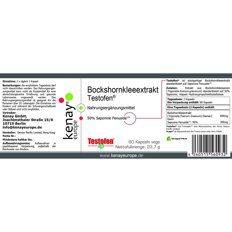 Fenugreek Extract - Test Oven - 600 mg per Daily