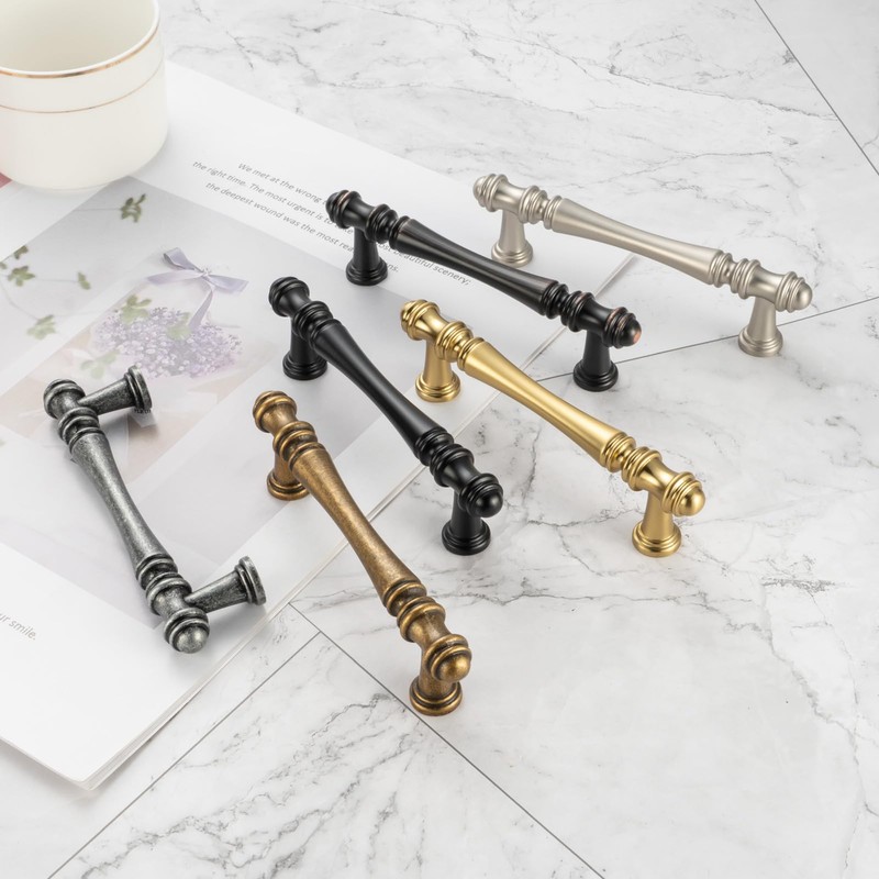 KOOFIZO 10 Pack 5 Inch Antique Brass Cabinet Pulls Vintage