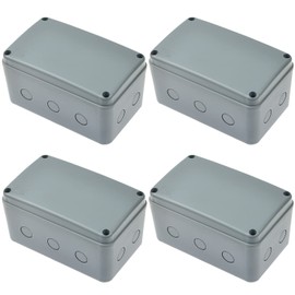 NineLeaf IP66 Waterproof Junction Box, Rectangle Universal Electrical Project Enclosure Dustproof Fireproof Plastic Box Grey 7.13 x 4.37 x 3.94 inch (181 x 111 x 100mm),4 Pack