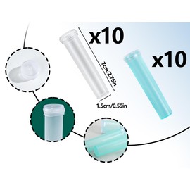 Lhbwhiz Pack of 20 Flower Tubes, Reusable Plastic Flower Water Tubes with Caps, Transparent, 7 x 1.5 cm, Test Tubes for Flower Shops (Blue and White)