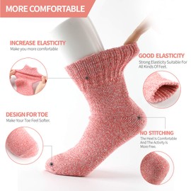 ElifeAcc 5 Pair Ladies Socks Wool Ladies Seasons Socks Size UK 4-7 Multipack (Pink/Green/Beige/Green/Purple, 4-7)