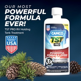 Camco TST PRO RV Toilet Treatment - New & Innovative Bio-Enzymatic Formula for Rapid RV Sewer Break Down - RV Black Tank Treatment - Fresh Pine Scent - Septic-Safe, 32-Oz (41771)