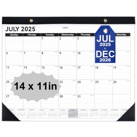 Desk Calendar 2025-2026, 14" X 11" Desktop Calendar 2025-2026, 18 Months Calander Runs from Jul. 2025 to Dec. 2026, Academic Monthly Planner for Home School Office (White and Black)
