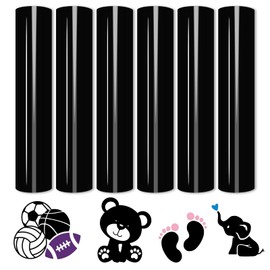Tintnut Black Heat Transfer Vinyl-6 Sheets 12inches x 10inches HTV Iron on Vinyl Compatible with Cricut or Silhoutte Cameo Solid Black HTV Vinyl for Fabrics, Hat, Clothing