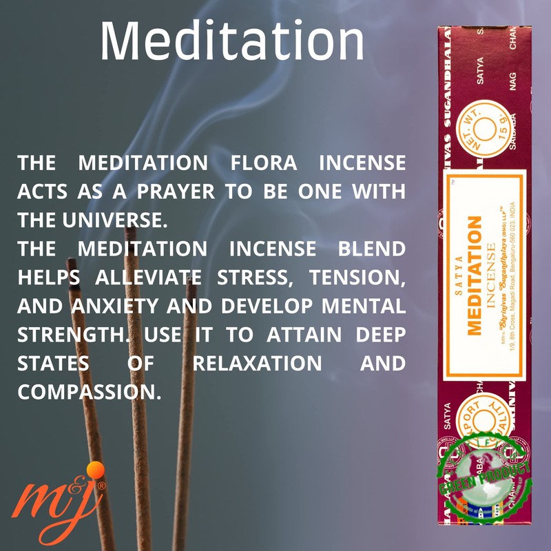Original Satya Nag Champa Meditation Incense Sticks | with M&J
