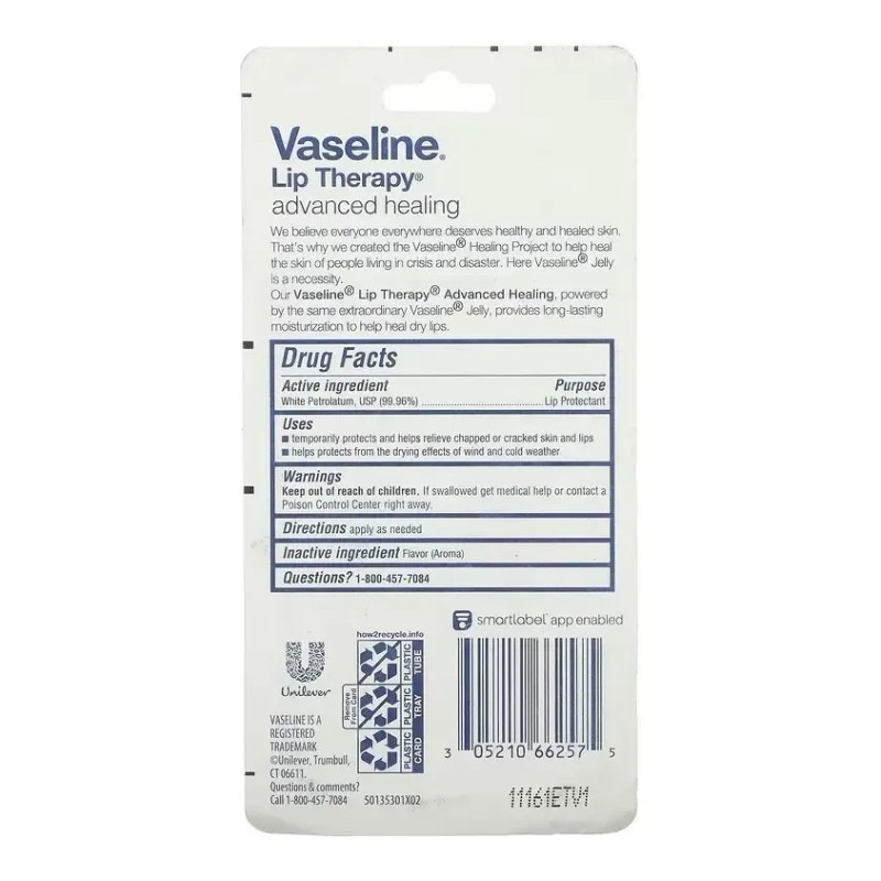 Vaseline Protector Labial Avanzado Lip Balm 2 Unidades 10g -