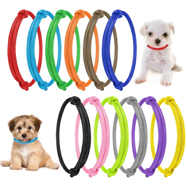 tonyg-p 12pcs Puppy ID Collars Whelping Collars Adjustable Puppy ID