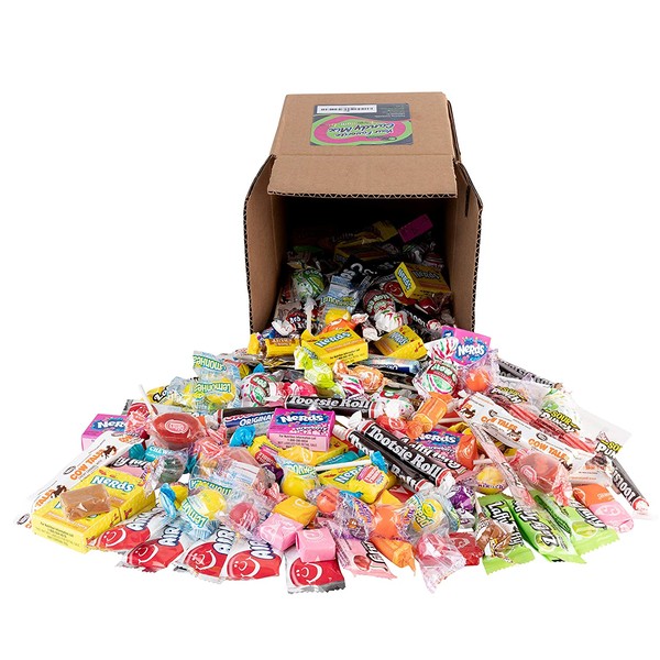 Your Favorite Party Mix Of Brand Name Candy! - A 6X6 Box (3.5 lb.- 56 oz.) of Airheads, Laffy Taffy, Tootsie Rolls, Lemon Heads, Jaw Busters & More By Snackadilly