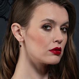 namana 925 Sterling Silver Earrings for Women with Semi-Precious Stones, Natural Gemstone Earrings for Women, 925 Silver Earrings with Pear Shaped Natural Stones, Sterling Silver, Garnet