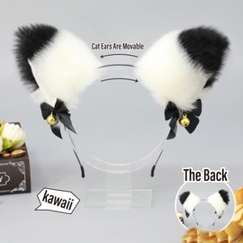 GFDSJKLCTH Cute Black plush cat ear headband hair accessory set