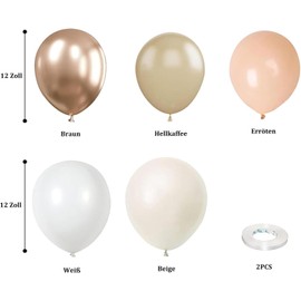 Pastel Balloons Pack of 30 10 Inch Macaroon Balloons Colourful Balloons (Beige White Brown, Pack of 30)