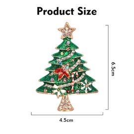 Minicoco Rhinestone Christmas Tree Brooch Christmas Brooch Pin for Xmas Gift Christmas Party Decoration Christmas Pin for Scarf Everyday Wear, Alloy Steel