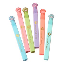 Valicaer 6 x Highlighters, Cute Cat Paw Highlighter, Pastel Highlighter Pen, Marked Pen, Text Marker Pens for Diary Planner, Schools, Offices, Students, Bible Marker for License Plate