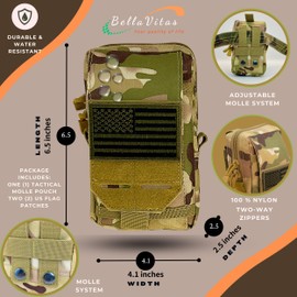 Tactical Molle Pouch EDC Bag Utility Pouch Water-Resistant Admin Pouch Cellphone Holder Belt Waist Pouch for Outdoor-Travel-Camping-Hiking, with US Flag Patch