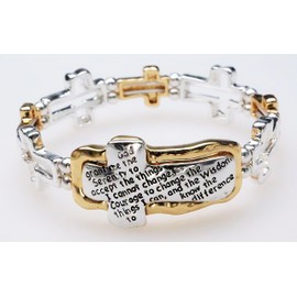 Rickisgifts Bracelet - Serenity Prayer Stretch Bracelet - Silver Tone and Gold Tone