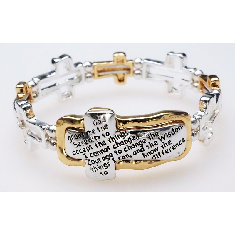 Rickisgifts Bracelet - Serenity Prayer Stretch Bracelet - Silver Tone
