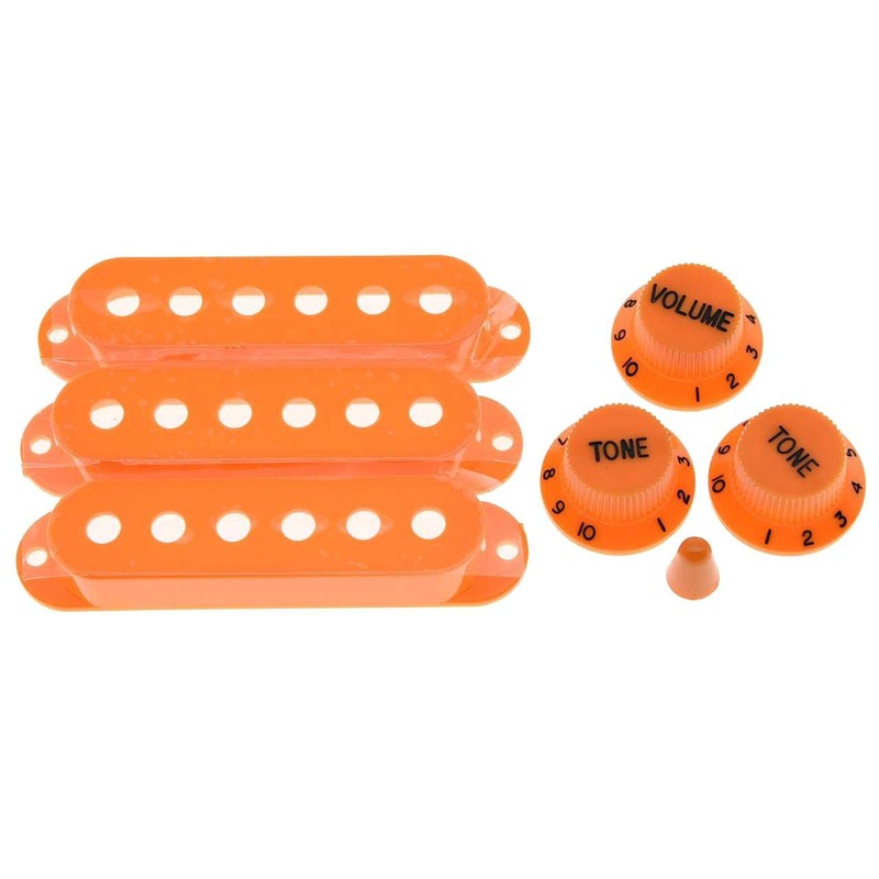 KAISH Orange ST Strat Pickup Covers Knobs and 5 Way