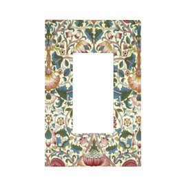 Boho Floral William Morris Single Rocker Light Switch Cover 1 Gang Outlet Cover Decorative Wall Plate Vintage Plant Natural Flower Gfci Electrical Switchplate Faceplate for Farmhouse Farmhouse Decora