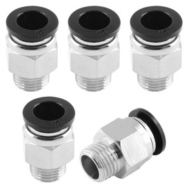 Qjaiune 5Pcs Male Straight Push to Connect Fittings 10mm Tube OD x 1/4 inch NPT Thread, Air Push Connect Tool Pneumatic Hose Fittings
