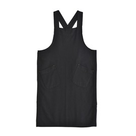 Nanxson Women Linen Apron Kitchen Apron Cross Back Vintage Cooking Apron with 2 Pockets for Baking Gardening Cooking, black