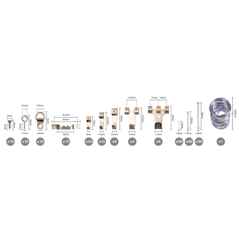 200 Piece Picture Hanging Kit. Picture Hooks, Picture Wire. Picture