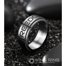 King Ring 8mm Freedom Spinner Ring – Stainless Steel Ring for Men & Women Fidget Ring Men Rings Intertwine Fidget Spinner K08 – Silver Chrome 11