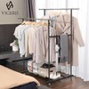 VICERII Clothes Rack, Double Clothing Rack with Wheels and Extra