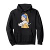 Funny Cat and Girl with a Pearl Earring Drawing Pullover