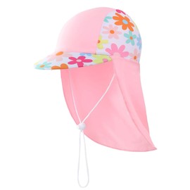 Magracy Outdoor Kids Sun Protection Cap UPF50+ Swimming Flap Cap Quick Dry Beach Cap (Pink)