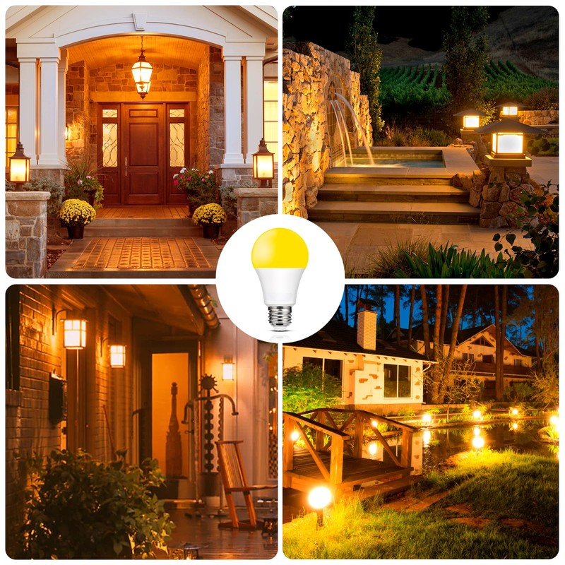 Baczao Dusk to Dawn Yellow Bug Light Bulbs Outdoor, 9W