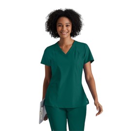 BARCO One 5105 Women's Racer V-Neck Scrub Top Hunter Green L