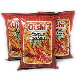 Oishi Prawn Crackers Spicy Flavor 90g, 3 Pack