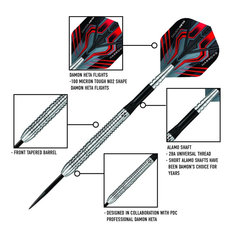 Harrows Damon Heta Natural 90% Steel Darts 23 g