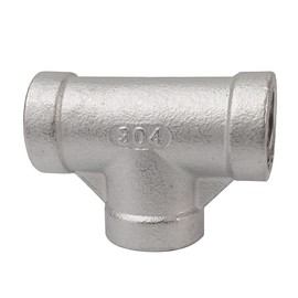 LOZOME 1-1/2" Stainless Steel Tee Female NPT Threaded T Shaped 3 Way Cast Pipe Fitting SS304