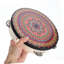 Kisangel 2Pcs Hand Held Tambourine Drum Interactive Wooden Music Instrument for Dance Performance Compact Design for Teens Adults