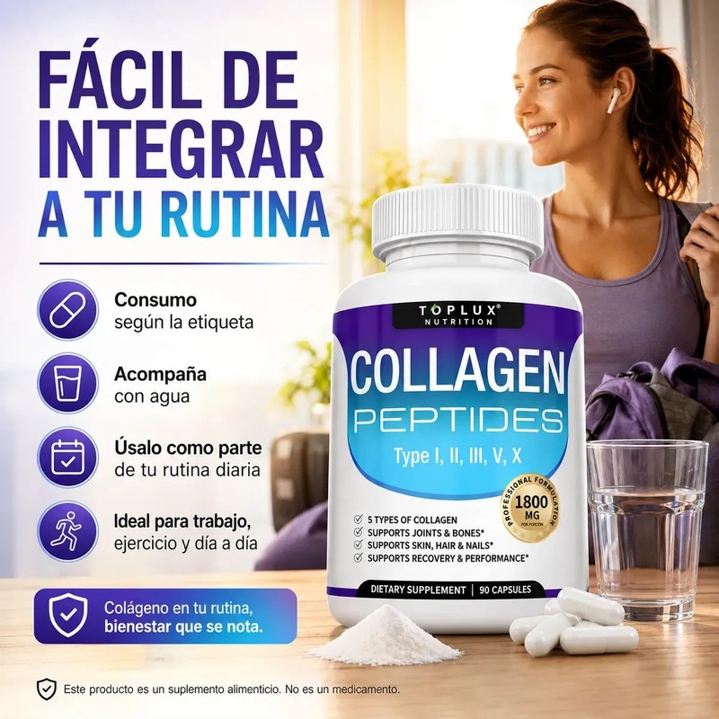 Colágeno Hidrolizado 5 Tipos 1800 Mg 90 Cápsulas Premium
