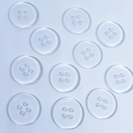 MajorCrafts Transparent Clear 4 Holes Round Resin Sewing Buttons Needlework Arts and Crafts Embellishments (Transparent Clear, 18mm - 40pcs)