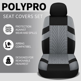 Pariitadin Car Seat Covers Front Pair, Washable and Breathable Seat Covers for Cars, Universal Fit Car Interior Covers for Most Sedan Truck SUV, Black/Gray