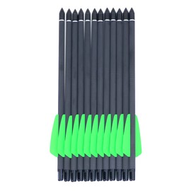 ANCLLO 12pcs 7.5Inch Green Feather Pure Carbon Bolt, 2 Inch Drop Feather Arrow with Replaceable Head for Compound And Recurve Bow