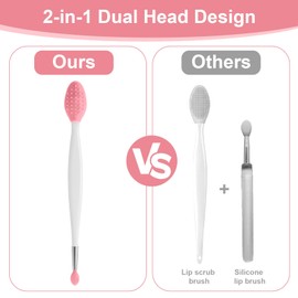 XLIUAX 10 Pcs Lip Scrub Brush, 3-in-1 Silicone Lip Brush Dual-ended Lips Scrubber Exfoliator Mask Applicator Facial Cleansing Brushes for Dark Lips Makeup Skincare Removal