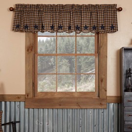 VHC Brands Navy Star Scalloped Valance 16x72 Country Curtain