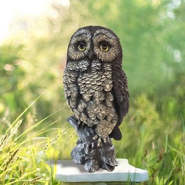 VV-Ladybug Solar Owl Garden Statues Outdoor Decor Resin Owl Figurine with Solar Lights Owl Sculpture for Porch Patio Lawn Yard Decorations Christmas Housewarming Gifts for Women Mom,Two Color Owl