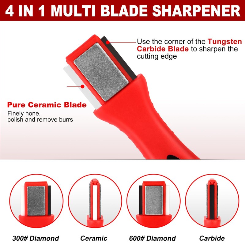 SUCA Blade Sharpener for Garden Tools, 4 in 1 Tool