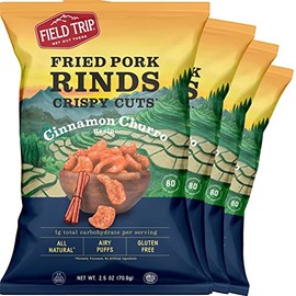 Field Trip Pork Rinds, Keto Diet Friendly, Low Carb, Paleo, Gluten Free, High Protein Crunchy Snack, Cinnamon Churro, 2.5 Ounce, 4 Count