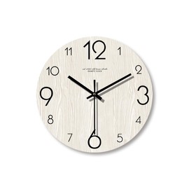 Jauhmui Large Wall Clock 14 Inch 35 cm Round Wood Quartz Wall Clock Radio Without Ticking Noises for Kitchen, Living Room, Room, Office (03)