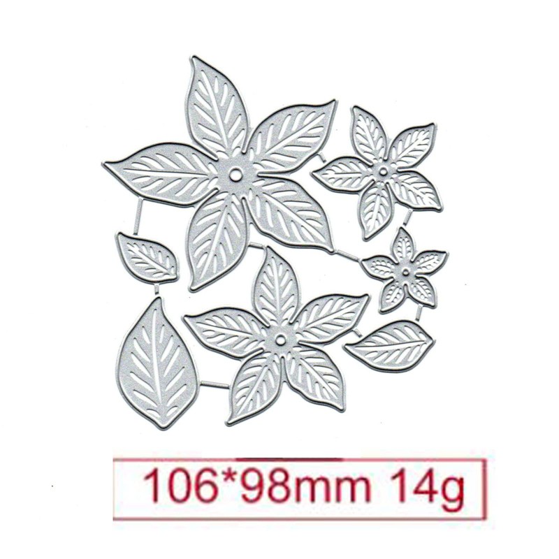 Flower Splendid Poinsettia Metal Die Cuts,Wedding Snowflake Leaf Cutting Dies