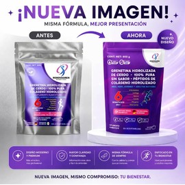 Grenetina Hidrolizada de Cerdo Fórmula Alemana 100% Pura - Colágeno Hidrolizado en polvo 800 gramos - 95% de biodisponibilidad - Salud Articular, Hues