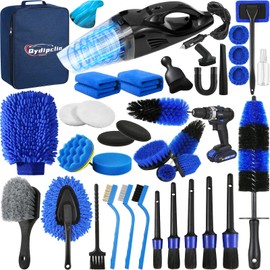 Qydipclin 38PcsB Car Detailing Kit, Car Detailing Brush Set, Car Wash Cleaning Kit, Car Detailing Brushes, Professional Car Care Kit for Interior Exterior Wheels, Blue