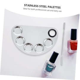 IWOWHERO 2 Sets Stainless Steel Nail Art Mixing Palette Durable Makeup Tool for DIY Cosmetics and Nail Design for Travel and Professional Use