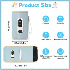 Herbst Bottle Warmer Baby On the Go Portable Baby Bottle Warmer On the Go with 5 Adjustable Temperatures, LCD Display, Bottle Warmer Holder Baby On the Go for All Bottles